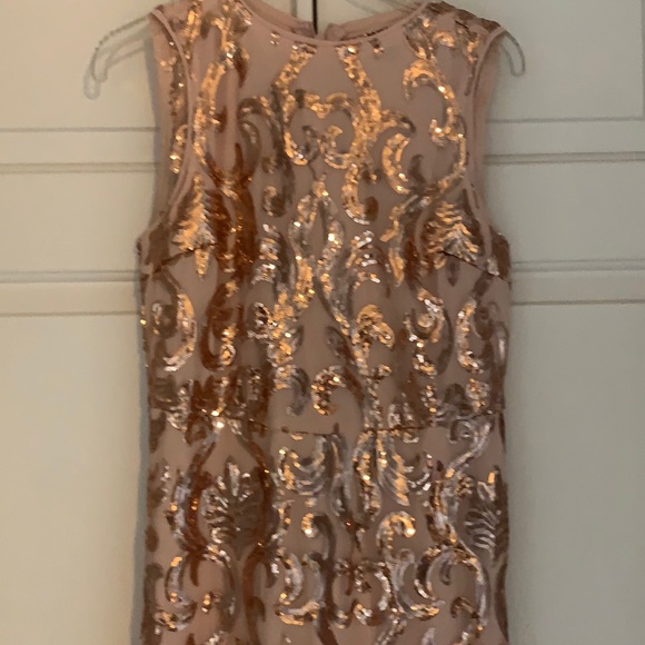 Beautiful / homecoming/ sequins long rose gold pink prom dress - Picture 3 of 6